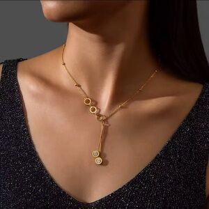 Chic 18k Gold plated steel Necklace with Circular Accents